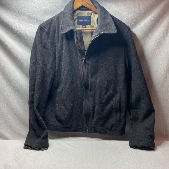 Banana Republic wool and cashmere blend full zip gray jacket size medium - Picture 1 of 4